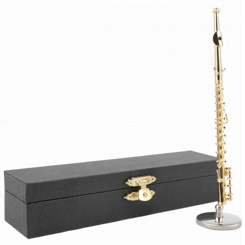 AGIFTY I 1006 Flute with stand&gift; case 13.50cm (1/6) gold plated - mini ukrasni instrument