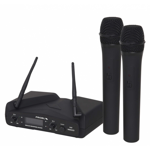 PROEL WM202DM bežični mikrofon set (baza x1 + mikrofon x2)