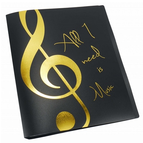 AGIFTY F 1024 Display book ''All I need is Music'' golden A4/20 pockets - fascikla
