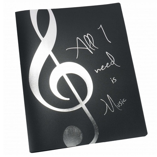 AGIFTY F 1033 Display book ''All I need is Music'' silver A4/20 pockets - fascikla
