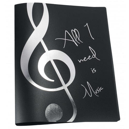AGIFTY F 1034 Ring binder ''All I need is Music'' silver A4/2 rings/20 mm - fascikla