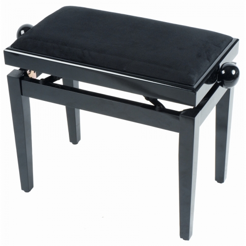 Q-LOK PB010BK - velevet sjedalo - podešavajuca drvena stolica za pianino - crna boja