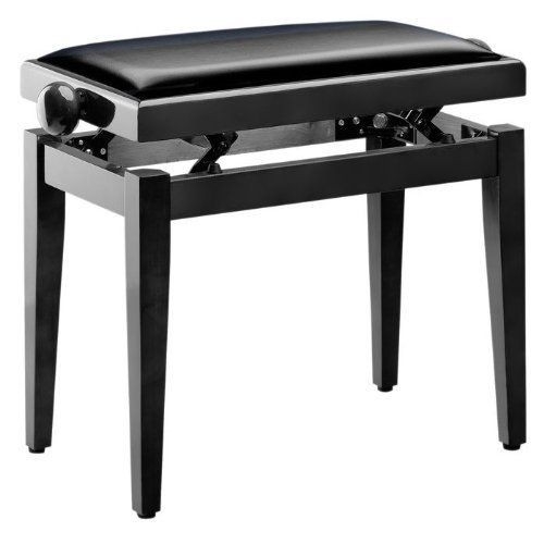 Q-LOK PB100BKL - vinil sjedalo - podešavajuca drvena stolica za pianino - crna boja visoki sjaj