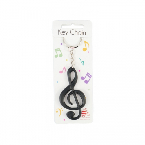 AGIFTY K 1002 Keyring g-clef black rubber 7,7 cm - privjesak za kljuceve